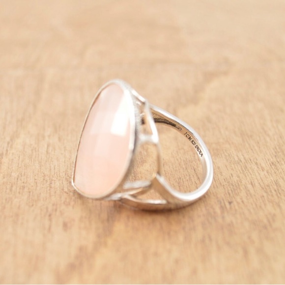 SOLD - Faceted Rose Quartz Tear Drop Ring Sterling Silver 7.4g Vintage Estate - Picture 2 of 4